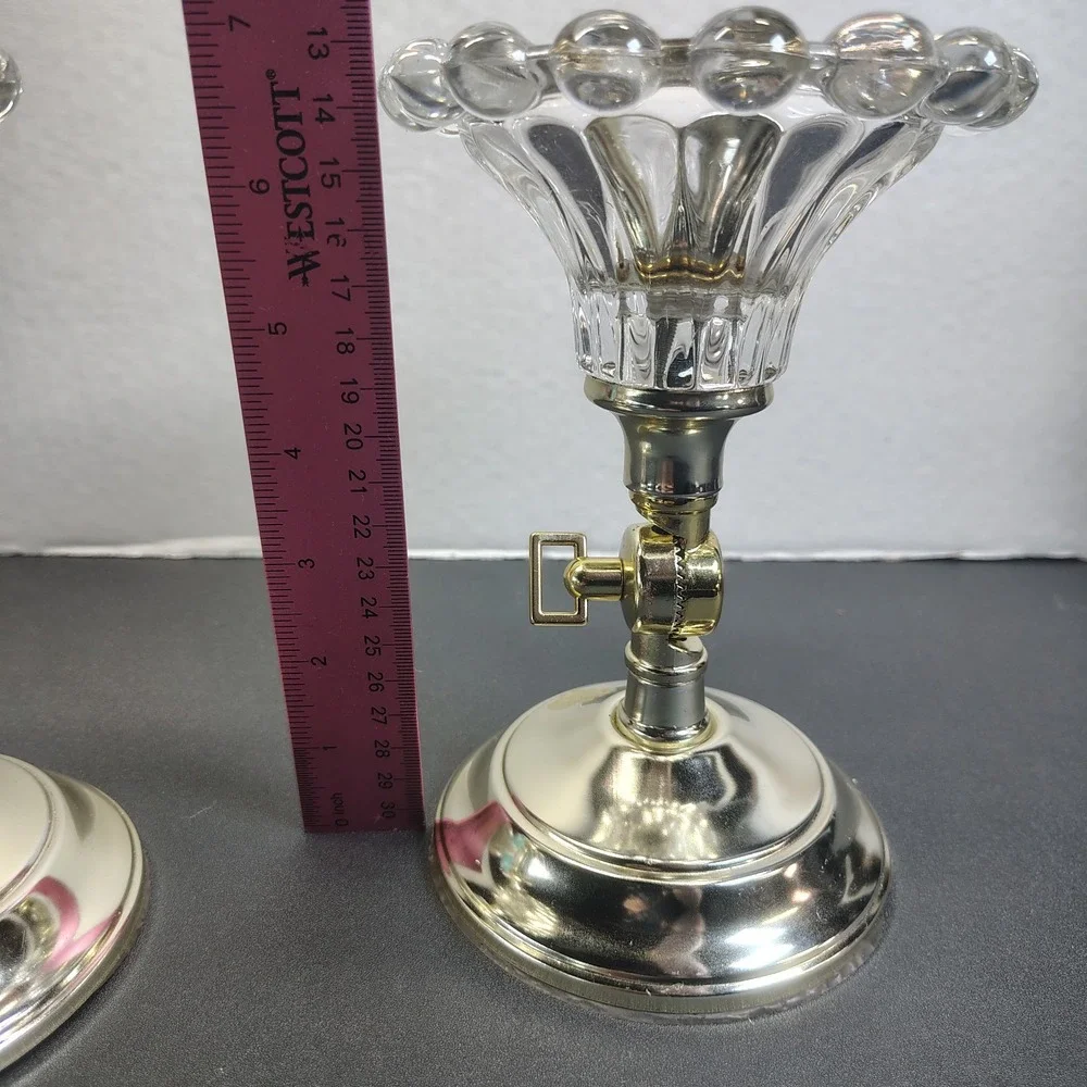Home Interiors Gold Tone Candle Stick/ Holder/Wall Sconce Adjustable